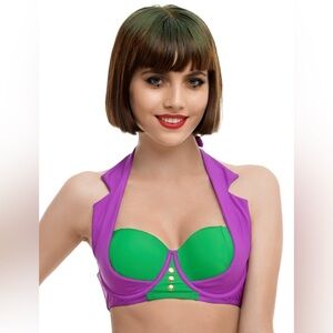 Hot Topic The Joker Purple and Green Halter Swim Top